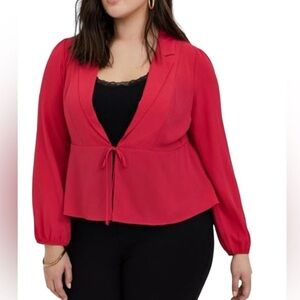 Torrid Pink Crepe Tie Front Blouse